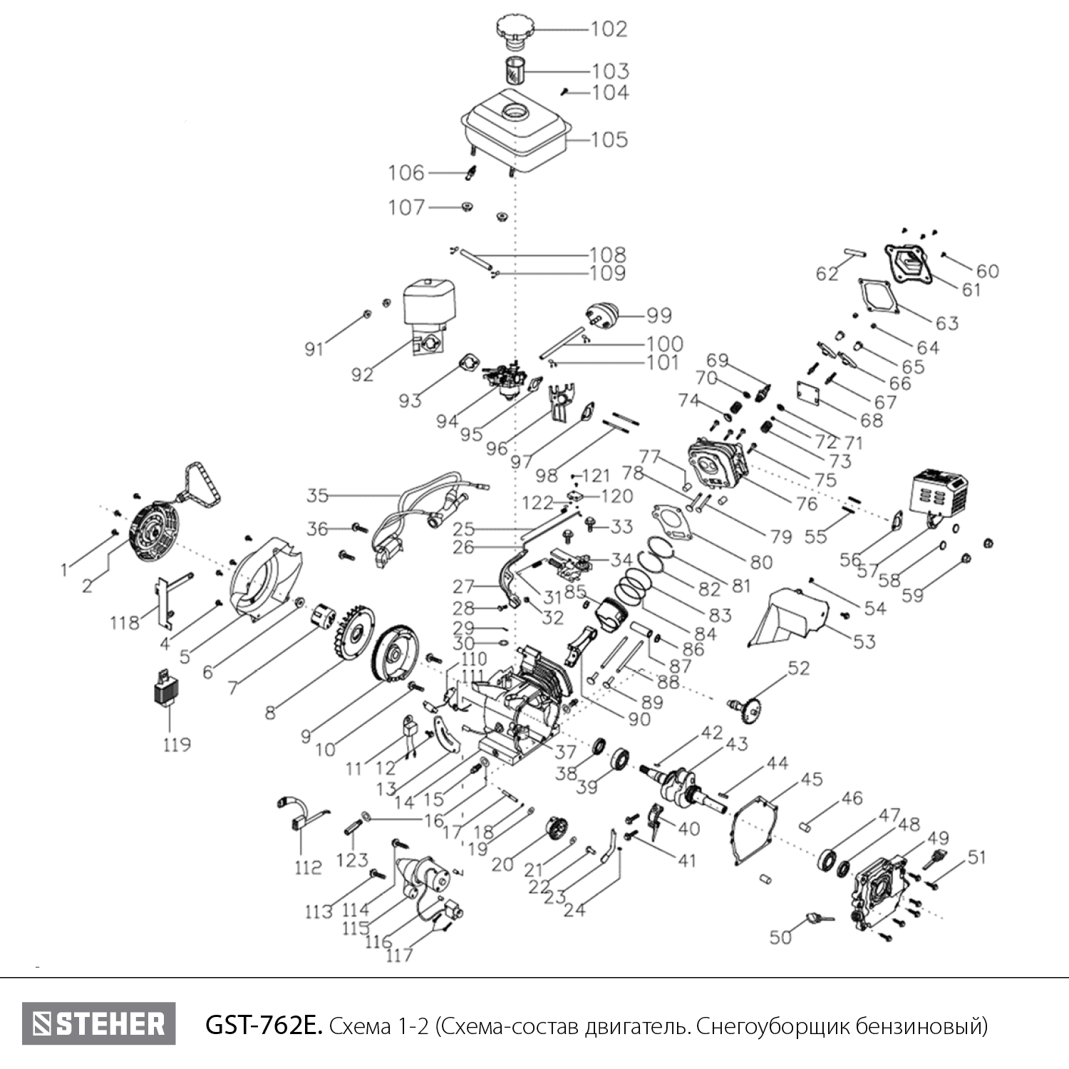 Снегоуборщик бензиновый GST-762E