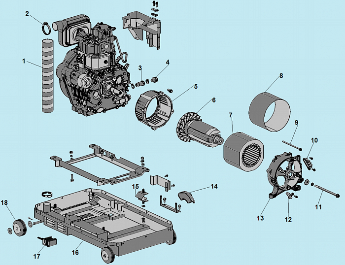 1 ЯКОРЬ - СТАТОР - БЛОК AVR ГЕНЕРАТОР CHAMPION DG6501ES +ATS