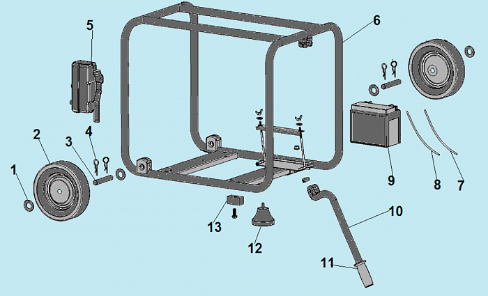 2 КОЛЕСА - РАМА МОТОПОМПА CHAMPION GP100E