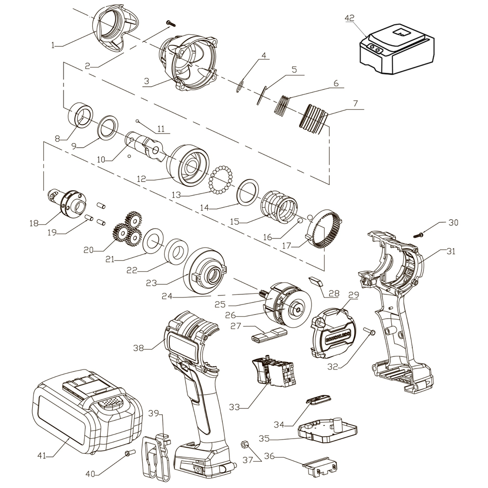 Бесщеточный винтоверт, 2 АКБ (2 Ач), в кейсе CSB-300-2